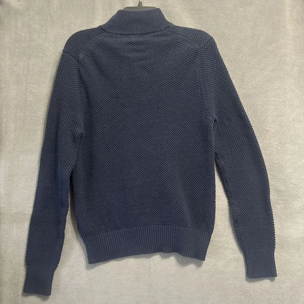J. Crew Half Zip Pullover Sweater WOMENS Size M Navy Waffle Knit Preppy Academia - Picture 3 of 8